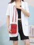 Metal Decor Zipper Around Phone Wallet