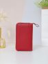 Metal Decor Zipper Around Phone Wallet