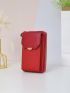 Metal Decor Zipper Around Phone Wallet
