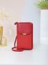 Metal Decor Zipper Around Phone Wallet