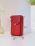 Metal Decor Zipper Around Phone Wallet