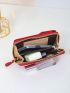 Metal Decor Zipper Around Phone Wallet