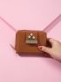 Floral Print Twist Lock Zipper Around Small Wallet