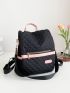 Quilted Zipper Front Functional Backpack