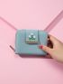 Floral Print Twist Lock Zipper Around Small Wallet