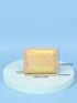 Holographic Geometric Print Zipper Around Small Wallet