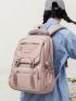 Patch Detail Release Buckle Decor Functional Backpack