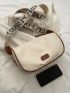 Letter Patch Decor Contrast Piping Crossbody Bag