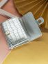 Metallic Crocodile Embossed Small Wallet