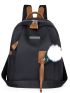 Pom Pom Decor Minimalist Functional Backpack