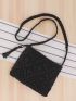 Hollow Out Tassel Decor Square Bag