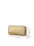 Crocodile Embossed Square Bag With Wristlet
