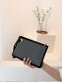 Rhinestone Decor Square Bag With Wristlet
