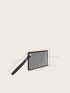 Rhinestone Decor Square Bag With Wristlet