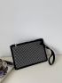 Rhinestone Decor Square Bag With Wristlet