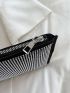 Rhinestone Decor Square Bag With Wristlet