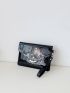 Holographic Flap Square Bag With Wristlet
