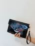 Holographic Flap Square Bag With Wristlet