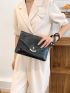Holographic Flap Square Bag With Wristlet