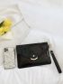 Holographic Flap Square Bag With Wristlet