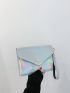 Holographic Flap Square Bag With Wristlet