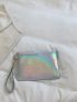 Holographic Flap Square Bag With Wristlet