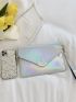 Holographic Flap Square Bag With Wristlet