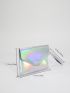 Holographic Flap Square Bag With Wristlet