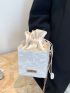 Mini Textured Metal Detail Drawstring Design Chain Box Bag