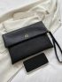 Metal Decor Embossed Detail Flap Envelope Bag