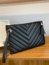 Chevron Quilted Square Bag With Wristlet
