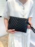 Chevron Quilted Square Bag With Wristlet