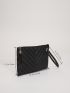 Chevron Quilted Square Bag With Wristlet