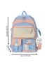 Cartoon & Letter Graphic Buckle Decor Functional Backpack With Bag Charm