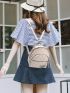 Mini Quilted Letter Patch Decor Functional Backpack