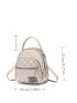 Mini Quilted Letter Patch Decor Functional Backpack