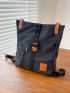 Buckle & Patch Decor Zipper Front Classic Backpack