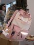 Colorblock Buckle Decor Functional Backpack With Bag Charm