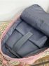 Colorblock Buckle Decor Functional Backpack With Bag Charm