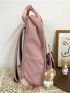 Colorblock Buckle Decor Functional Backpack With Bag Charm