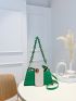 Crocodile Embossed Baguette Bag Medium Chain Strap