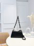 Crocodile Embossed Baguette Bag Medium Chain Strap