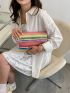 Colorblock Snap Button Straw Bag