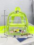 Mini Clear Pom Pom & Faux Pearl Decor Classic Backpack