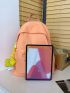 Letter Patch Decor Functional Backpack Without Bag Charm