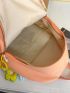 Letter Patch Decor Functional Backpack Without Bag Charm