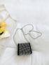 Mini Rhinestone Decor Flap Chain Square Bag