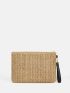 Sequin Decor Color Block Straw Bag