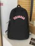 Letter Graphic Functional Backpack Without Bag Charm