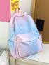 Ombre Galaxy Print Functional Backpack With Cartoon Bag Charm
